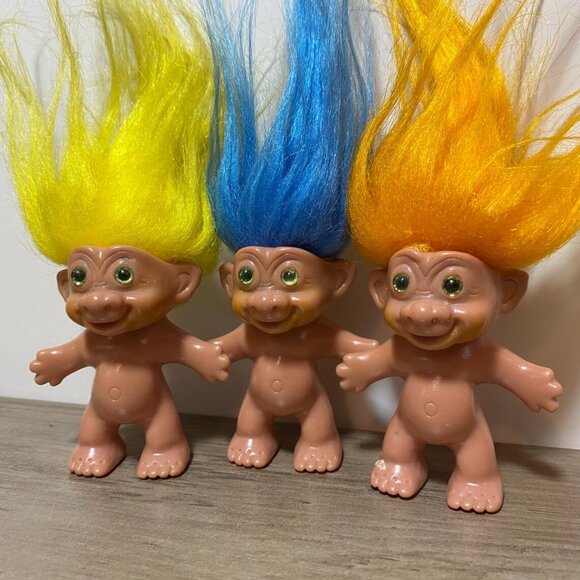 Etone Treasure Trolls Cute Collectible Kids Toys Small WITH TAILS Korea 1980s - Picture 2 of 7